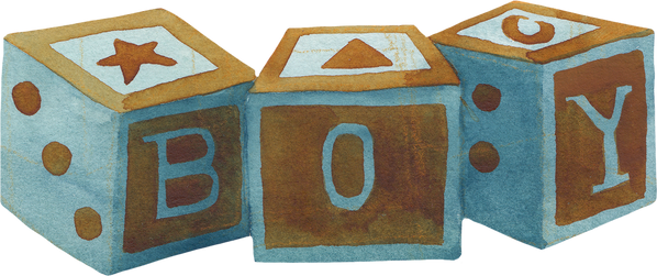 Watercolor Baby Shower Items Wooden Blocks Boy